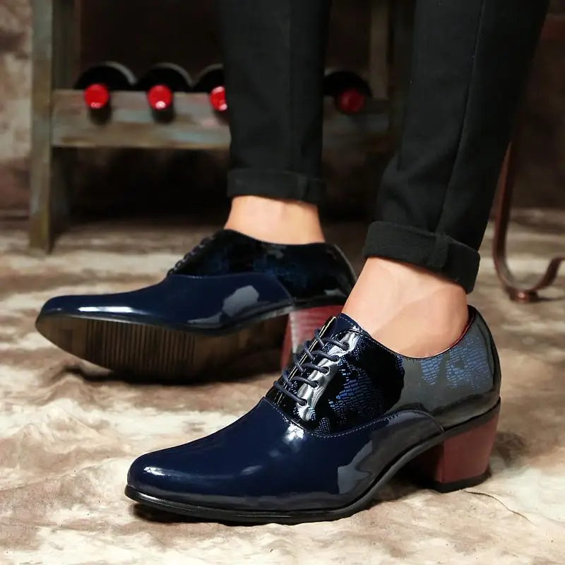 New Men White Formal Shoes High Heels Oxfords Soft Mocassin Homme Chaussure  Height Increase Dress Driving Boat Shoes Gommino