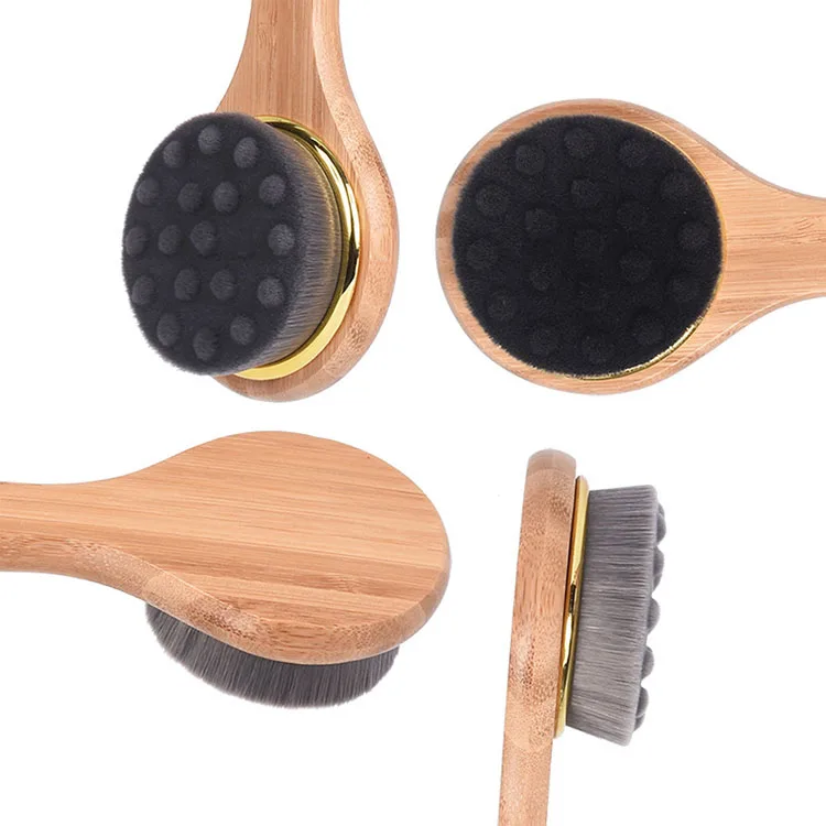 Different style boar bristle wood double sided bath brush tool non-slip bamboo body bath brush with long handle