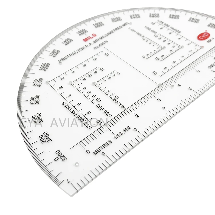 Outdoor hiking 6 inch diameter semi circle plastic protractor MILS navigation protractor for military soldiers