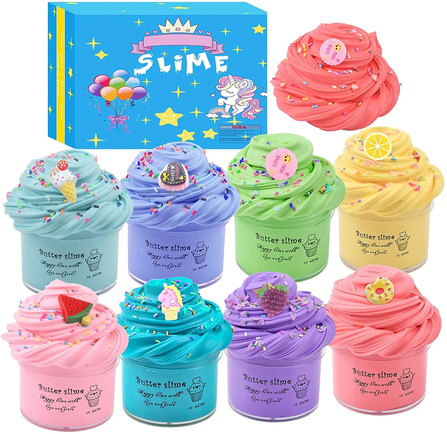 Newest Rainbow Fluffy Slime Colorful Puff Baby Slime Stretchy Soft Scented Polymer Stress Reliever Soft Clay For Kid