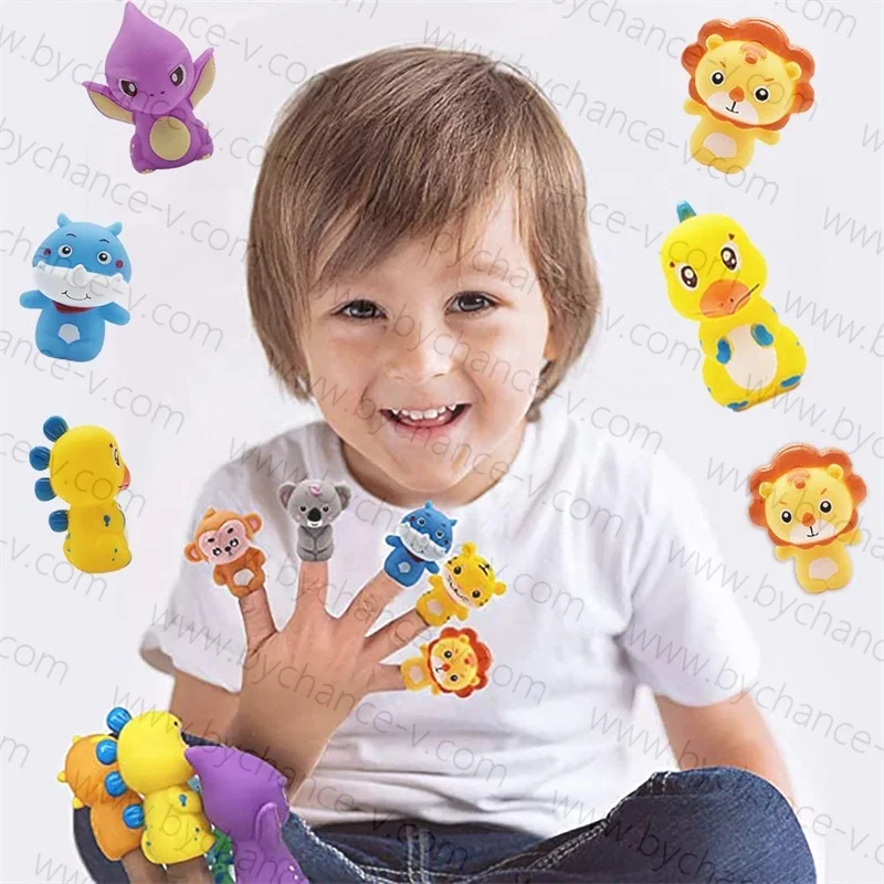 Игрушки для сна малышей пластиковые Мультяшные животные динозавры пальчиковые куклы Лидер продаж семейные игры Интерактивная игрушка родителей и