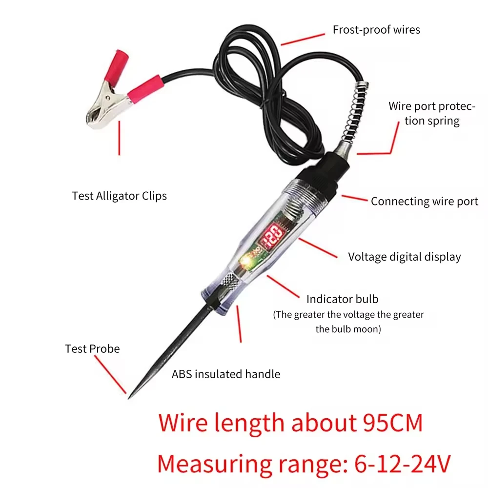 Geartronics Test Light & Circuit Tester Probe – 6V/12V DC, Continuity Testing, Probes Included