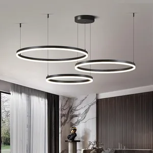 Modern Nordic Simple Style Minimalist Ring Circle Chandelier for Living Room Main Hall Atmospheric Pendant Lamp
