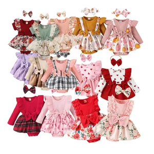 Wholesale Baby Clothes 0-3 Months One Pieces Playsuits Jumpsuit Bodysuits 2PCS Toddler Rompers Plain Baby Rompers