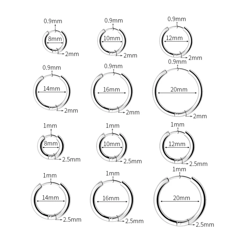 Shuhang 18k Plated Stainless Steel Round Earrings Small Women Men Black