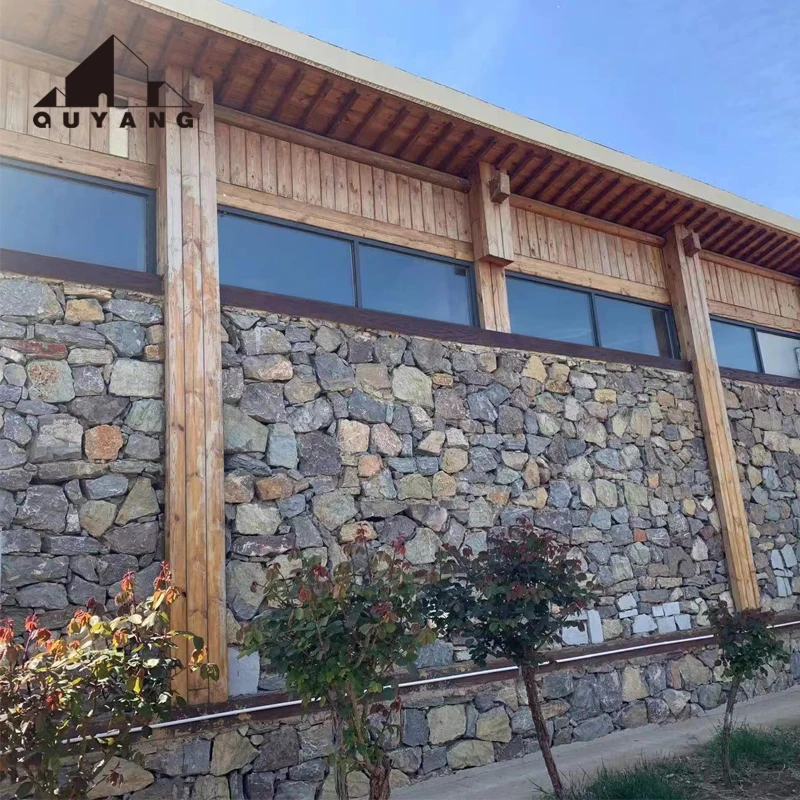 Quyang Modern House Design Dry Stack Natural Stone Veneer Rock Exterior Stone Wall Cladding