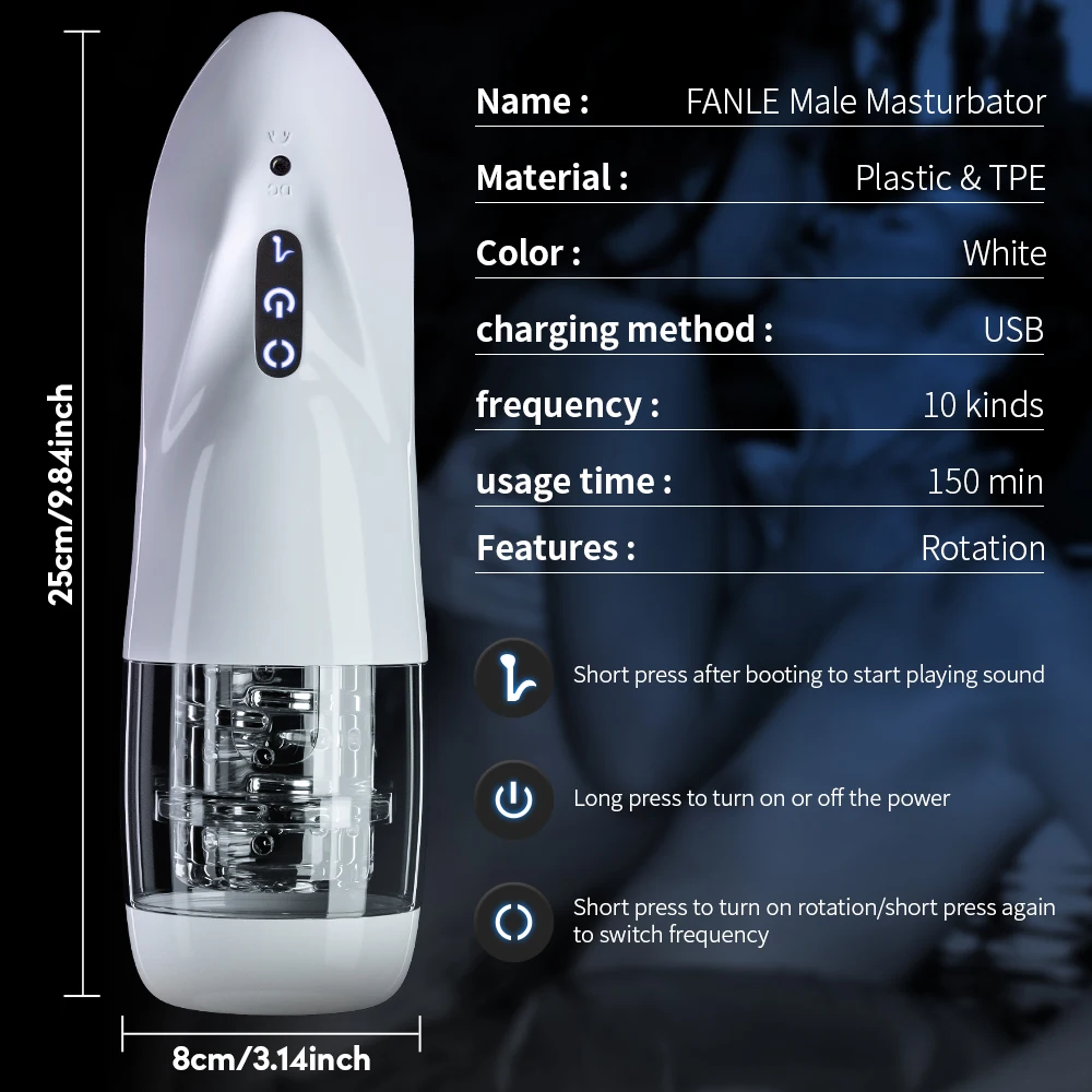 Usb Charging Automatic Male Masturbation Machine With Sounds Men Sex Tool Vibrator Handsfree Masturbator for Man
