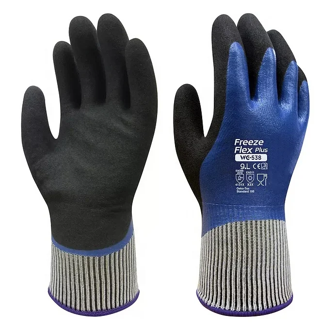 Wonder Grip Gloves Latex Waterproof Fully Coated Gloves Nylon Blue Work  Gloves Coldproof Protection Gardening Gloves