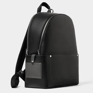 Custom Black Fashion School Back Pack Leather Laptop Business Travel Backpack for Men