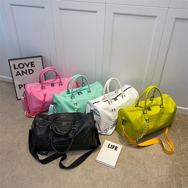 Luxury Travel Pink Weekend Overnight Bag Crocodile Leather