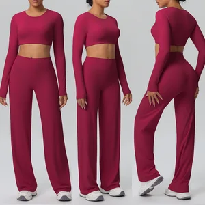 Wholesale Fitness Clothing Long Sleeve Active Sets Gym Women Clothes 2 Piece Yoga Wear Gym Fitness Sets