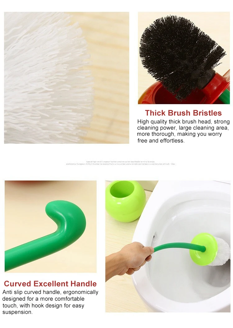 Beautiful Cherry Self Deep Cleaning Toilet Cleaner Brush Holders Set