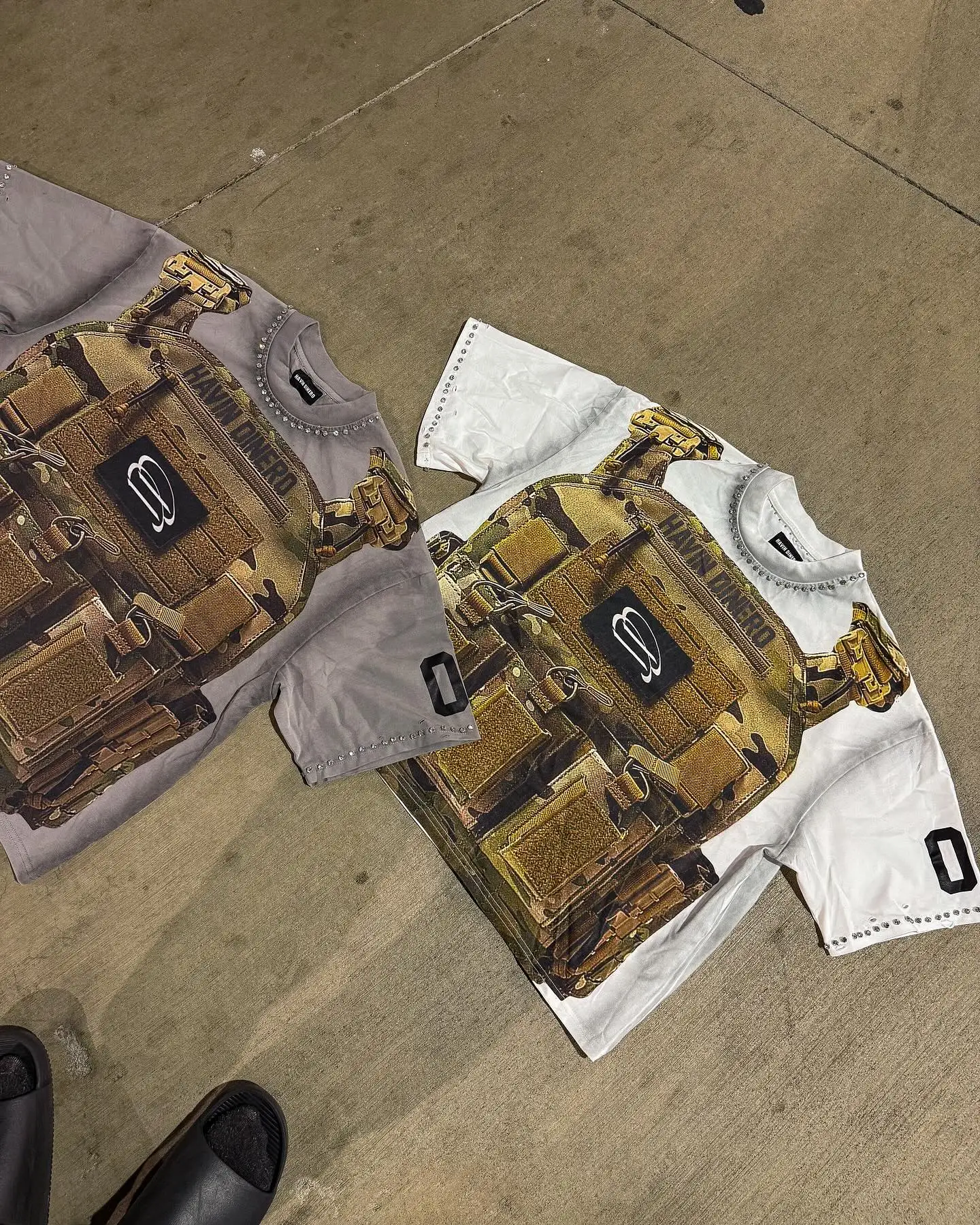 Custom Vintage Distressed Cut and Sew French Terry T-shirts Fitted 250gsm Cotton Heavy Print Graphic Acid Wash Men's T-shirts gallery 3