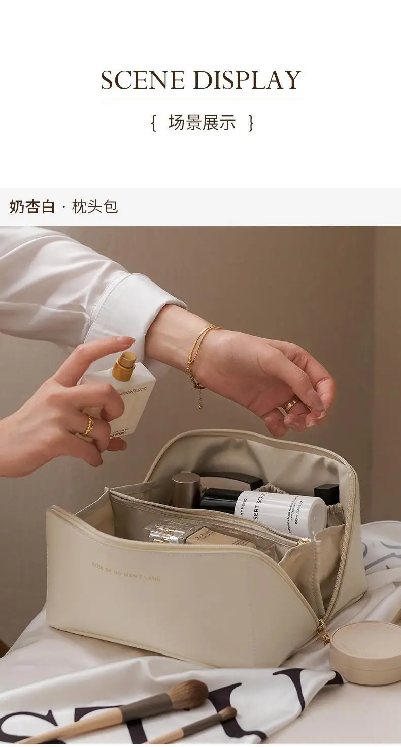 2022 New Arrival Travel Cosmetic Toiletry Bag Pu Leather Large