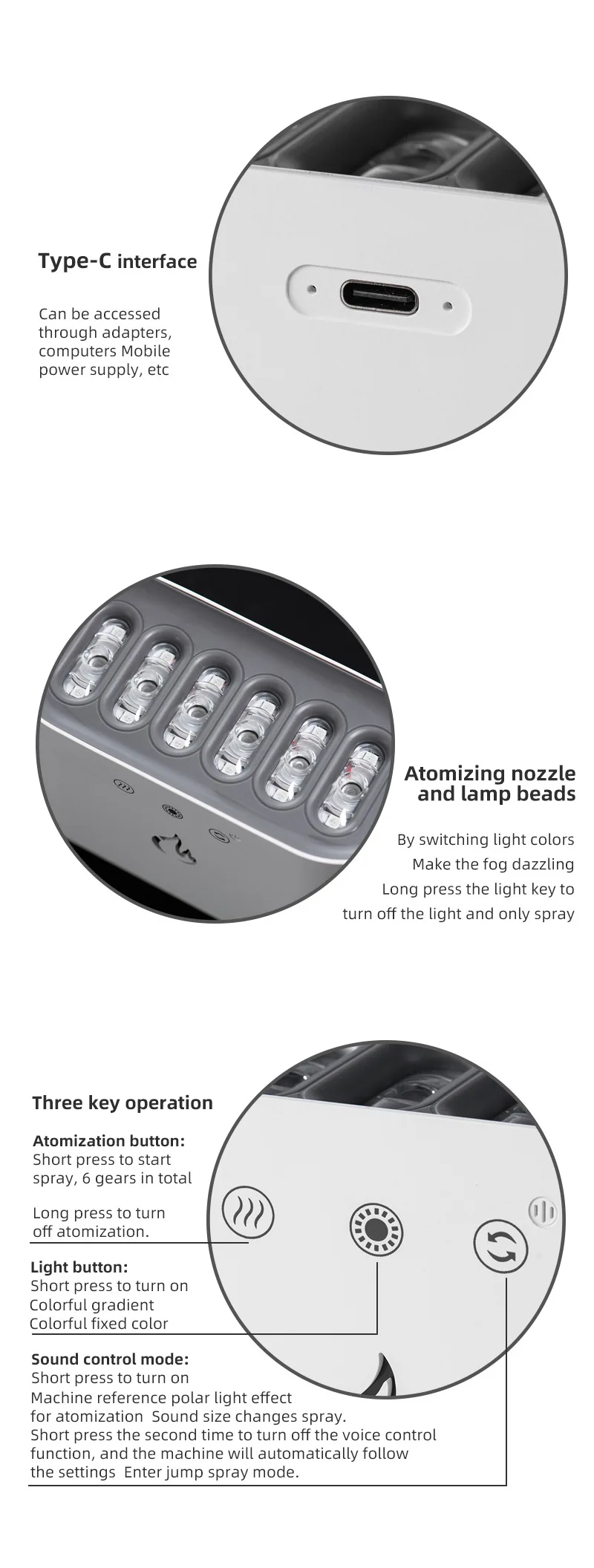 Luxury Home Decor Best Gift Ultrasonic Mist Maker Dynamic Pickup Musical Lighting Cool Creative Design Colorful Light Humidifier