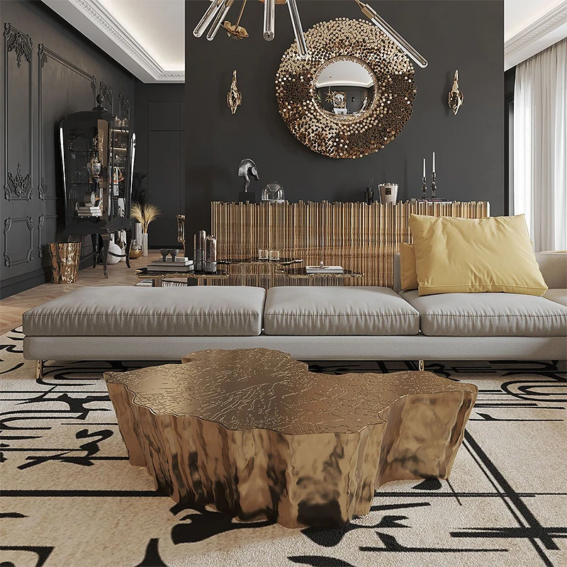 Modern Creative Design Tree Root Metal Coffee Table Luxury Living Room Stainless Steel Stump Coffee Table