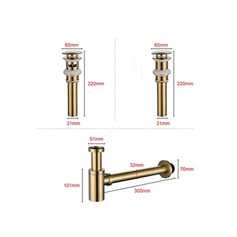 Brass Personalized Customization  Push Down Pop up Sink Drain Drainer