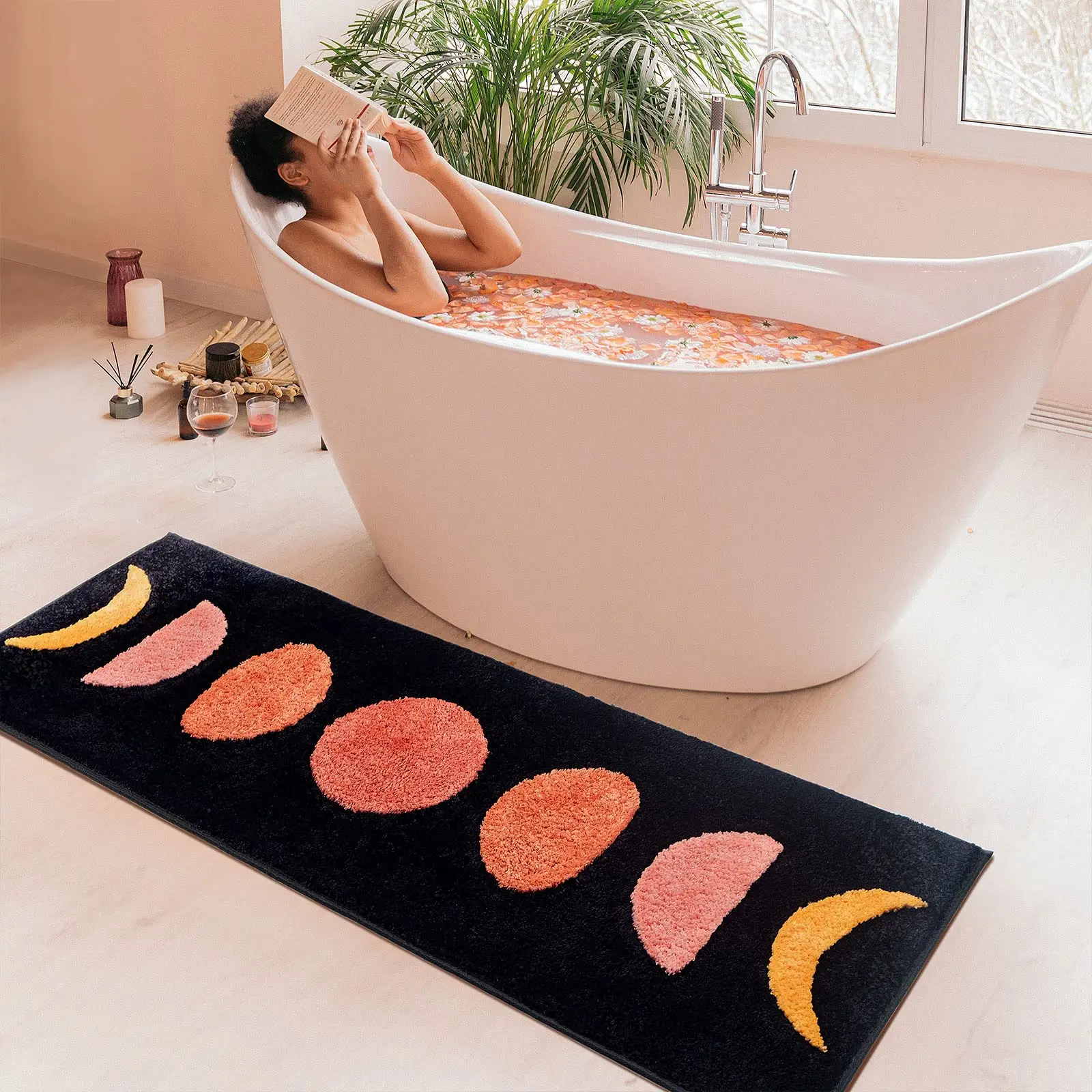  RORA Gray Bathroom Rugs Non Slip Small Bath Mat for