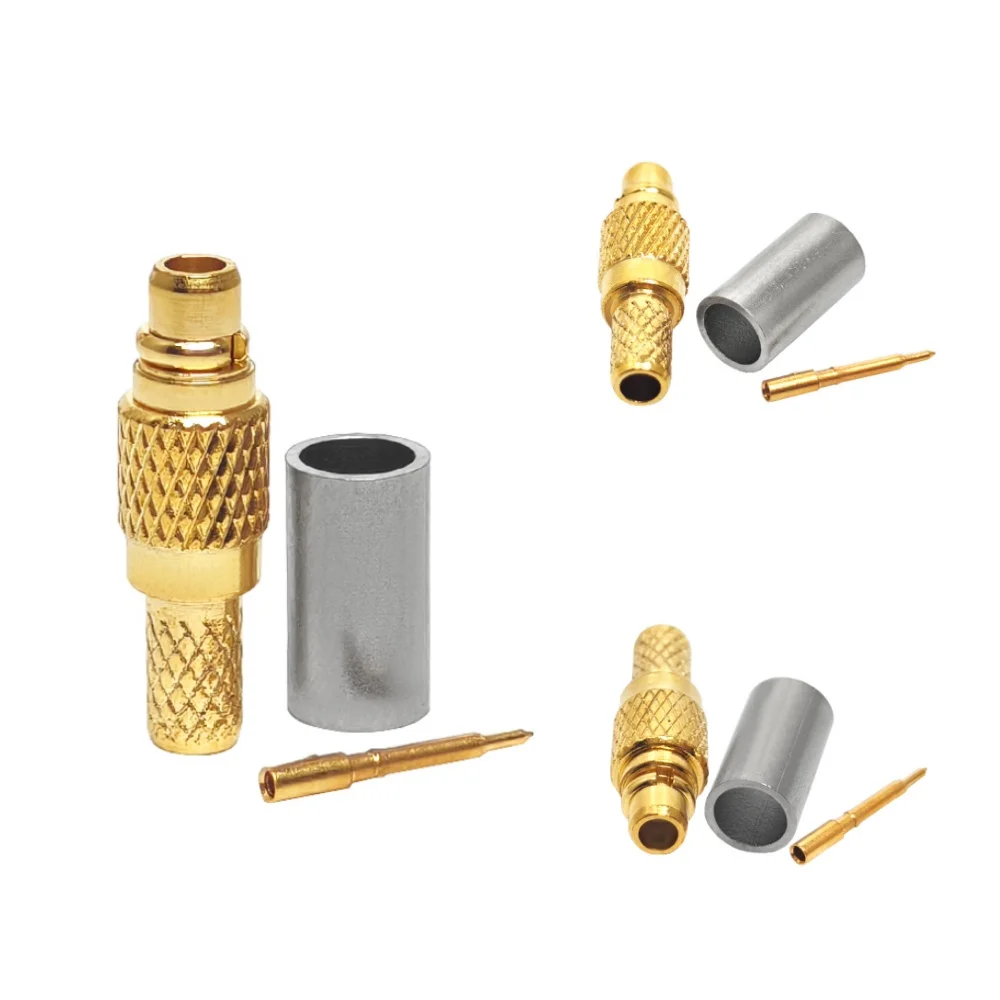Gold Plated Customization 50ohm MMCX Male Macho Straight Connector Solder Crimp for RG405 086 Cable RF Coax Coaxial Connectors