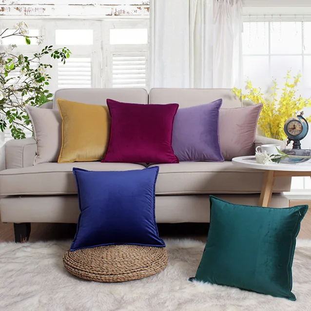 Aoyatex factory customized super soft indoor cushion simple fashion solid color dutch velvet cushion cover