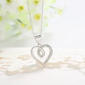 POLIVA Designs Daily Wear 925 Sterling Silver Pendants 3A Cubic Zirconia Love Heart White Gold Pendant