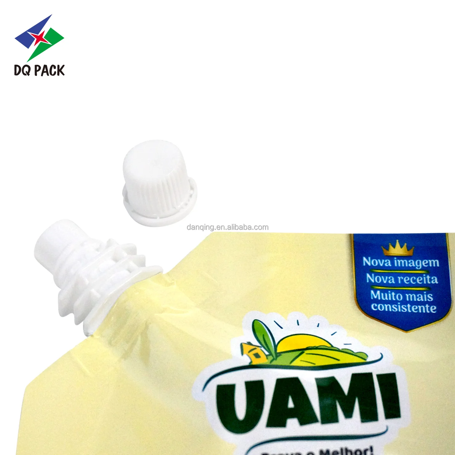 New Design Doypack Metalized stand up pouch with corner spout for 300g Condensed Milk Packaging