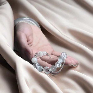 Muxcor Custom Glass Cat's Eye Stone Beaded Jade Bracelet Classic Fashion Fancy Jewellery for Ladies Women