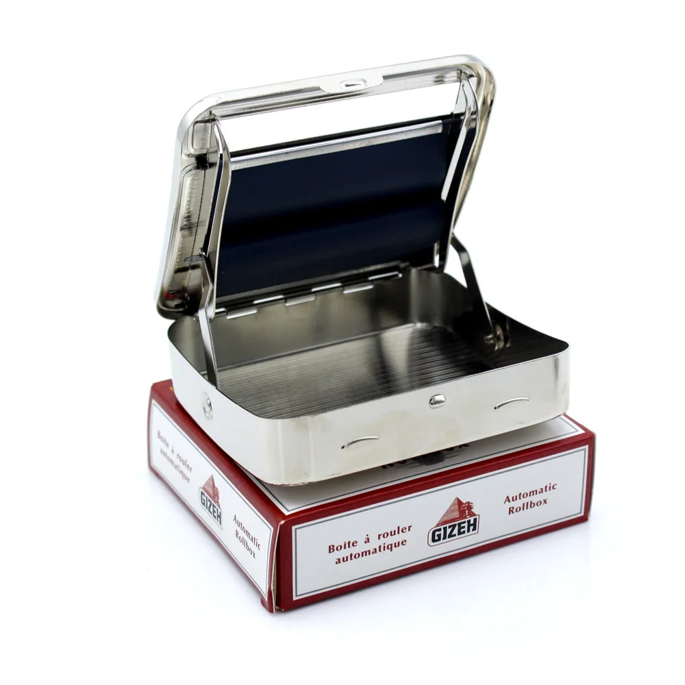 gizeh machine cigarette New Arrival Gizeh 70mm Metal Automatic Pyramid Cigarette Tobacco Smoking  Rolling Machine Roller Box