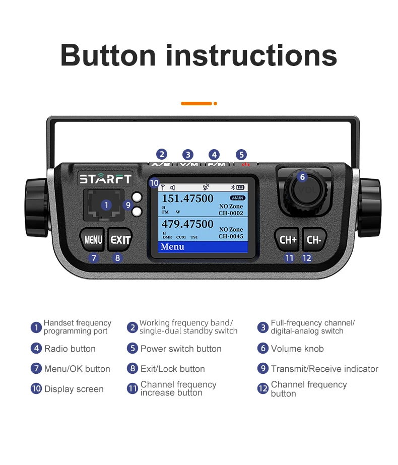 Starft M520d Dmr Digital Mobile Radio Vehicle Walkie Talkie Full