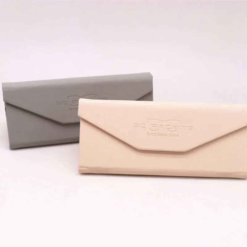 Folding Frosted Triangle Glasses Box Handmade Waterproof Pu Leather Sunglasses Box High-grade Folding Storage case Iron Sheets