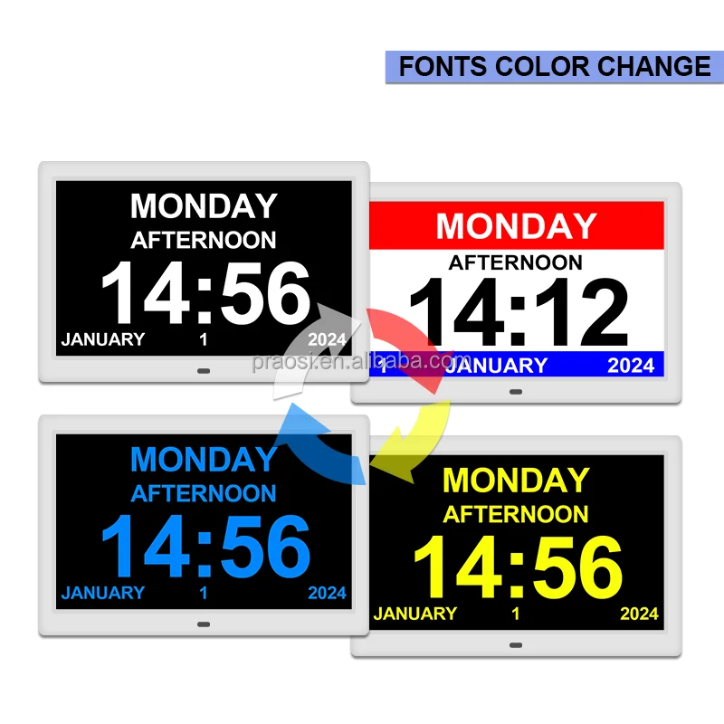Customize Android Touch Screen Islam Prayer Athan Azan Clock 10" Inch Digital Calendar Day Clock With Prayer App Black White