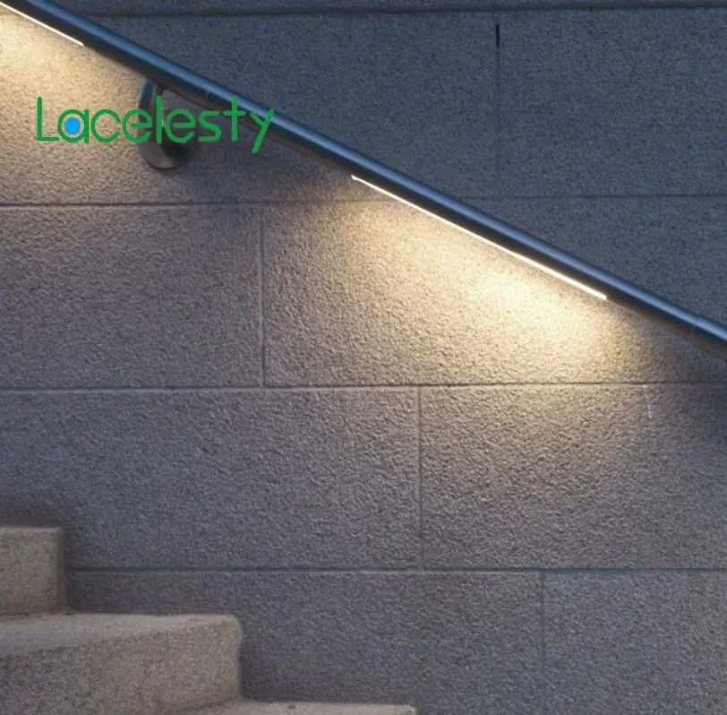Escalera de paso para pasillo al aire libre, escalera de disco integrada para calle exterior, soporte de pared ultra lineal, luz led de acrílico para pasamanos