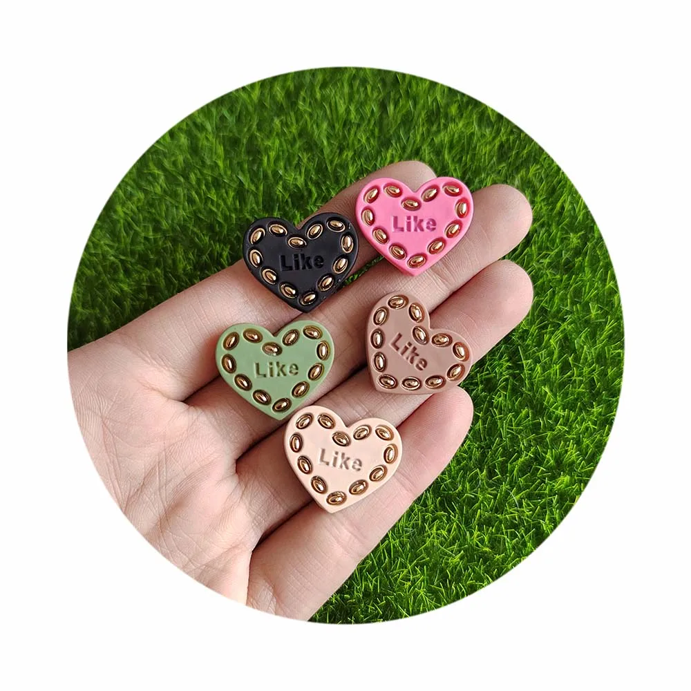 彩色迷你心形树脂平面平背魅力情人节剪贴簿杯手机套摆件, image size:1000x1000