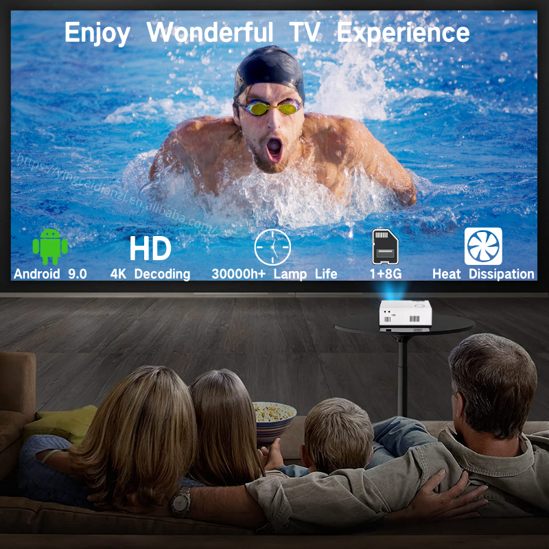 
 Светодиодный видеопроектор 4K, домашний Wi-Fi умный Android проектор  