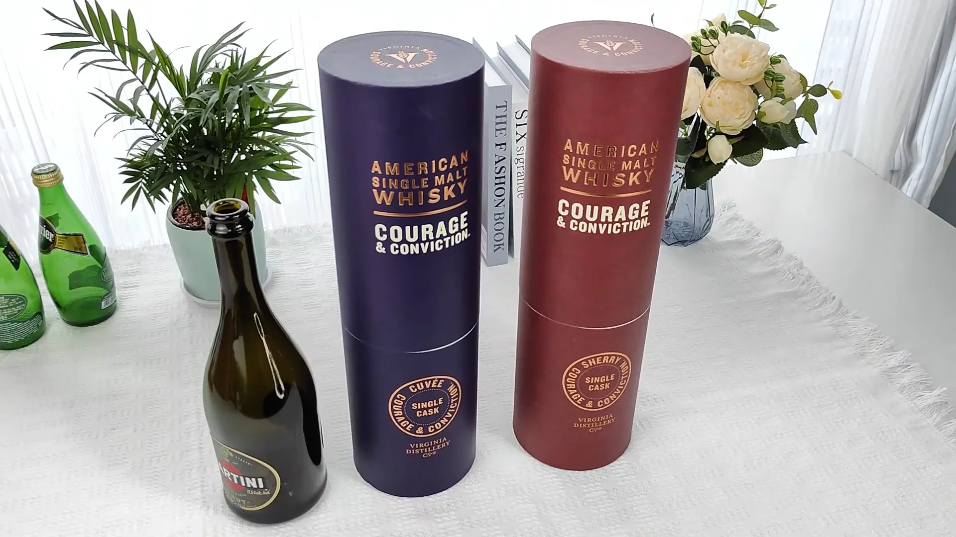 Luxury Round Tube Champagne Box Rigid Gift Paper Packaging Box For Wine