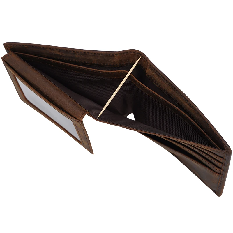 Брендовый индивидуальный кошелек Tiding из натуральной кожи Коричневый мужской в стиле ретро двойного сложения Crazy Horse для мужчин