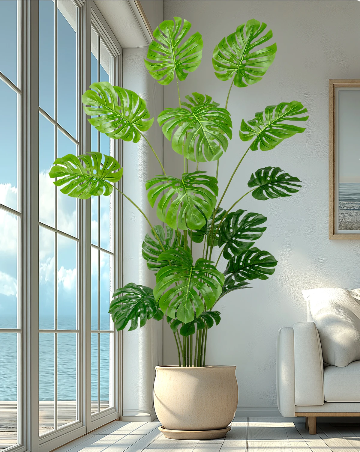 Monstera Deliciosa Artificial Indoor/Outdoor Green Grass Tree Big PE Plastic Faux Design for Home Easter Occasions Office supplier