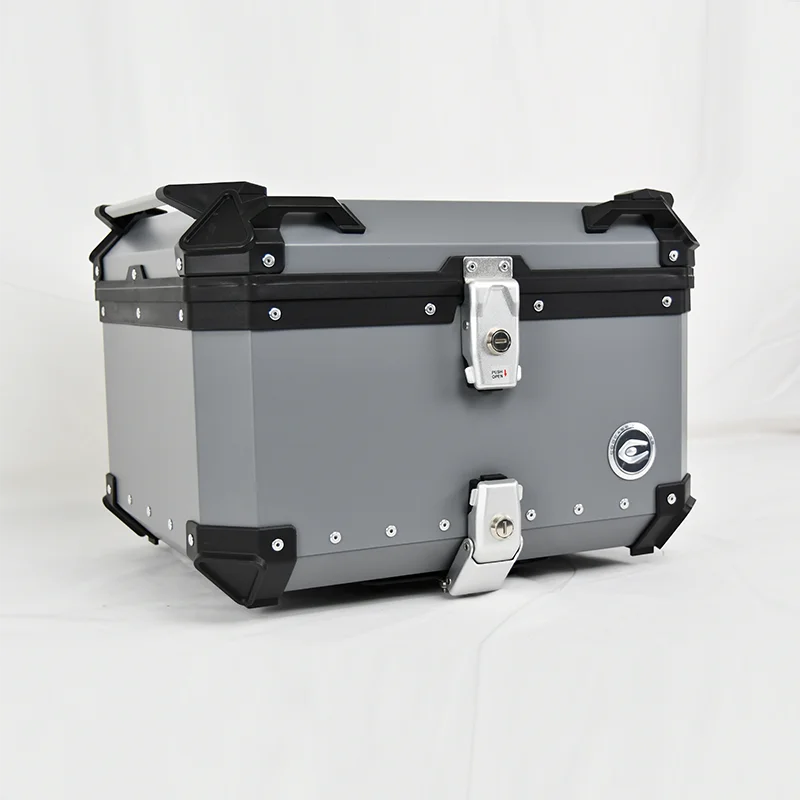 COOCASE 55L Motorcycle Backrest Bag Trunk Aluminum Alloy Top Case Hard Tail Bike Top Box Rack Mount Luggage Helmet Storage