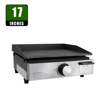 Outdoor 17 inch Portable Burner Gas Griddle table top gas grill