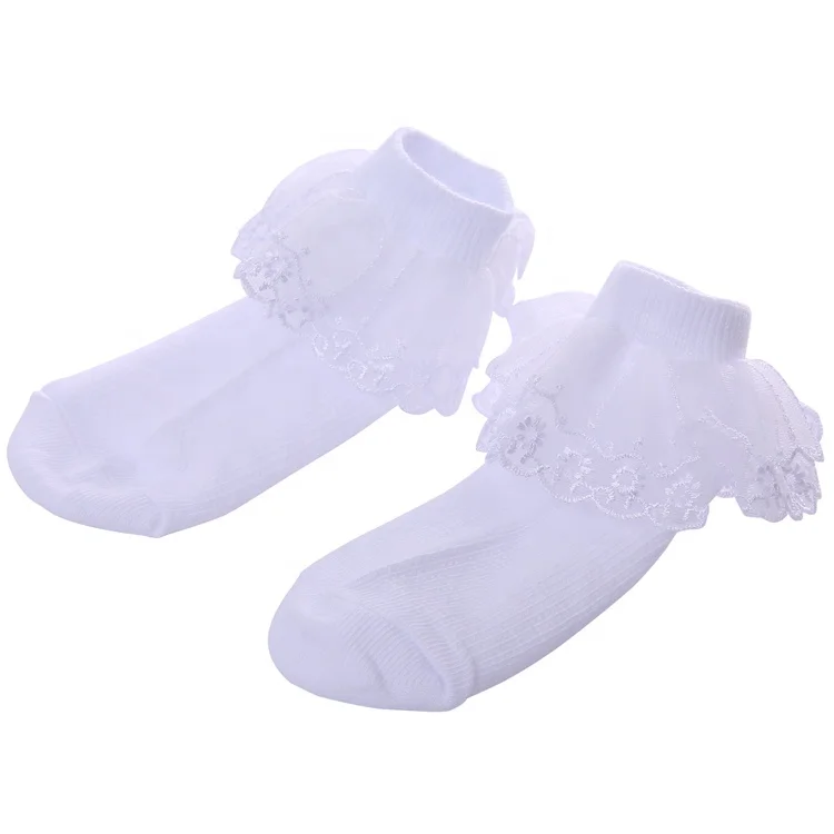Белые кружевные детские школьные танцевальные носки