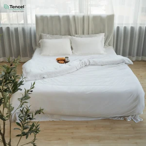 Silky Smooth Tencel Fabric Bed Sheets Set Lyocell Bed Duvet Cover Queen Size