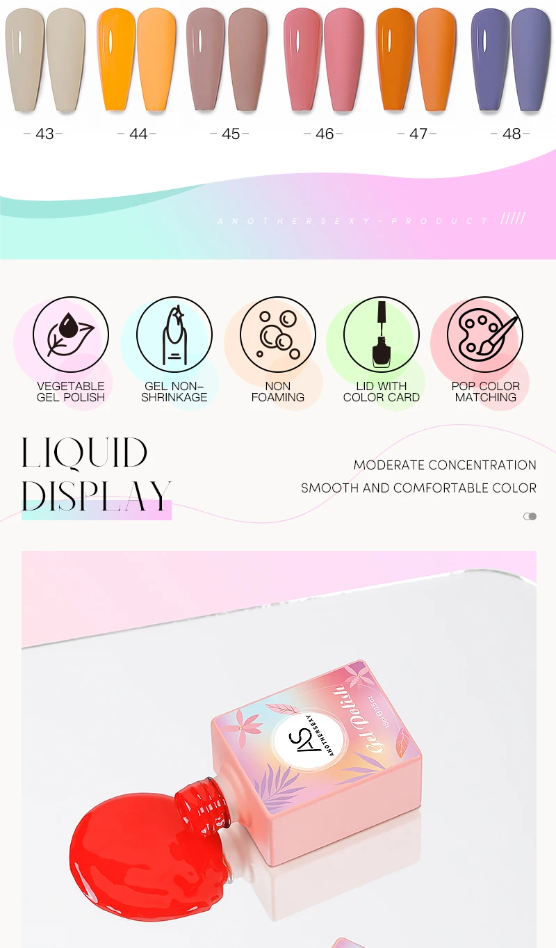 As 48color Set Of Neon Uv Gel Nail Polish Customized Bottle Package