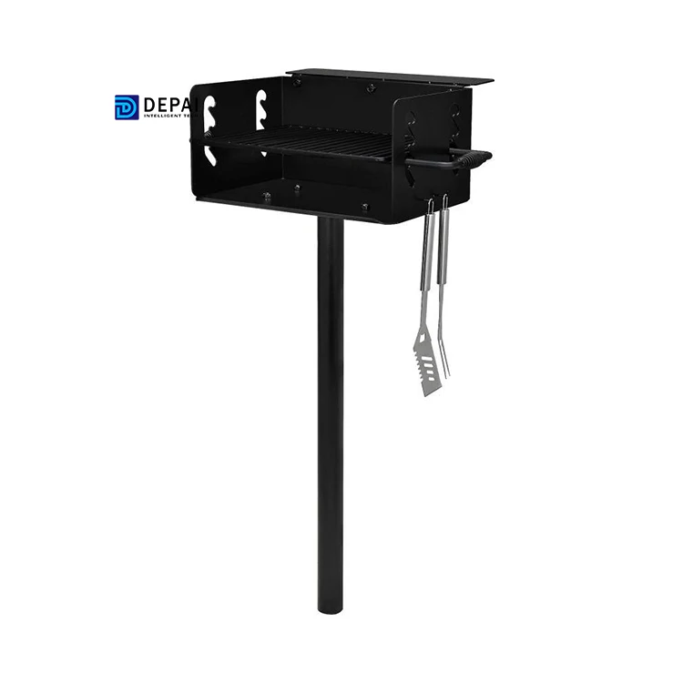 Surface Mount Pedestal Park Grill Charcoal Barbecue Rotating Bbq Grills