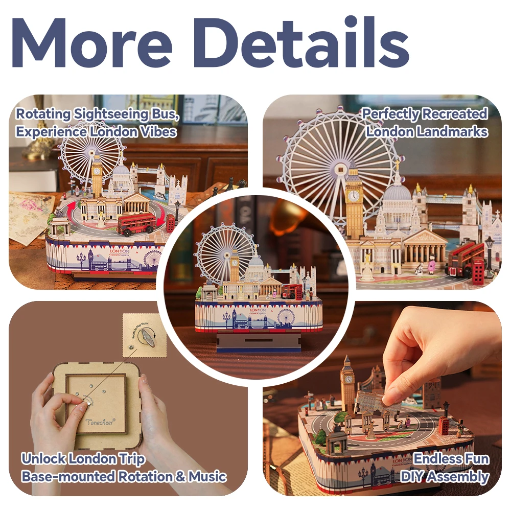 Tonecheer London Music Box - 3D Laser Cut Assemble Puzzle