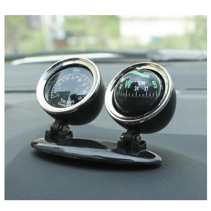 2 in 1 Guide Ball Car Compass Thermometer Car Ornament Direction Dashboard BCRA 