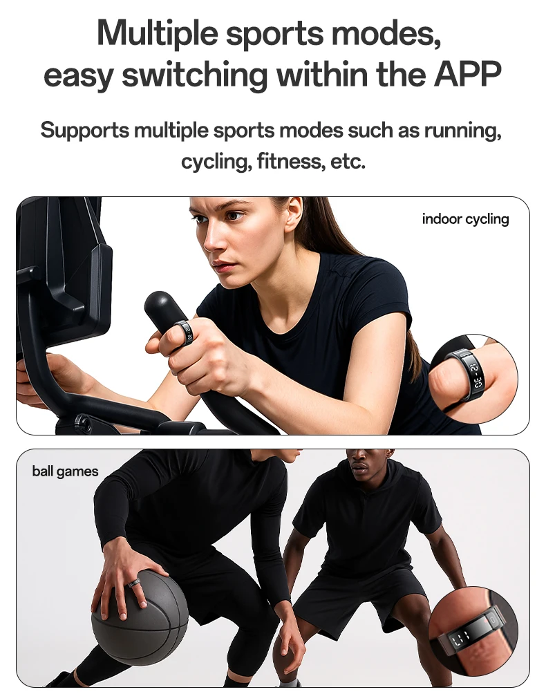 Yesido LCD Real-time Digital Display Dual-channel Sensor Precision Waterproof 24-hour Health Management Smart Ring IO36