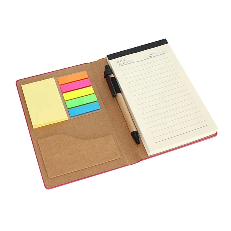Custom Design Promotional Stationery  Hardcover Sticky Note Pad with Pen