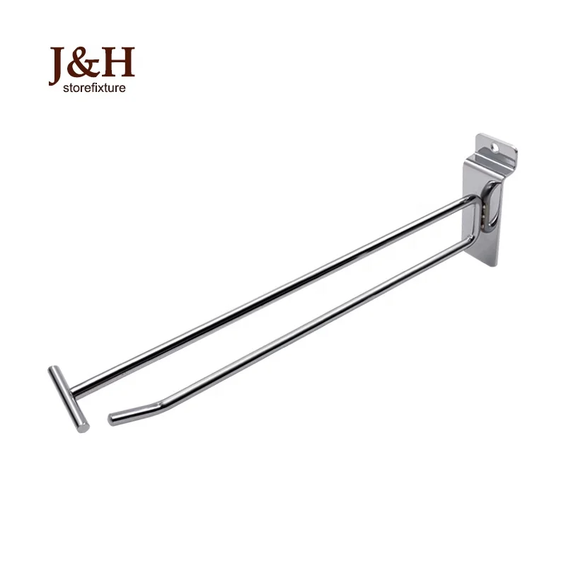 Fixture Displays 6 Inches Slatwall Scanner Hook Euro Hook with Price Tag Metal Plastic Tag Price Tag MDF Board Slatwall Hooks