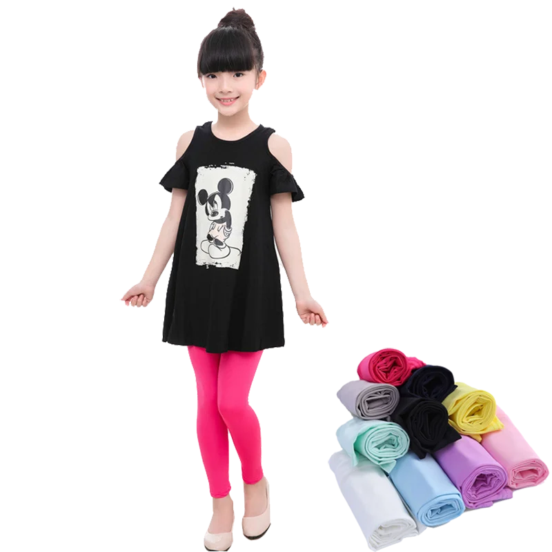 Modal Princess Girls Leggings Pants Children Kids Full Length Skinny Slim Spring Autumn Candy Color 3-12Y OEM Capris Solid