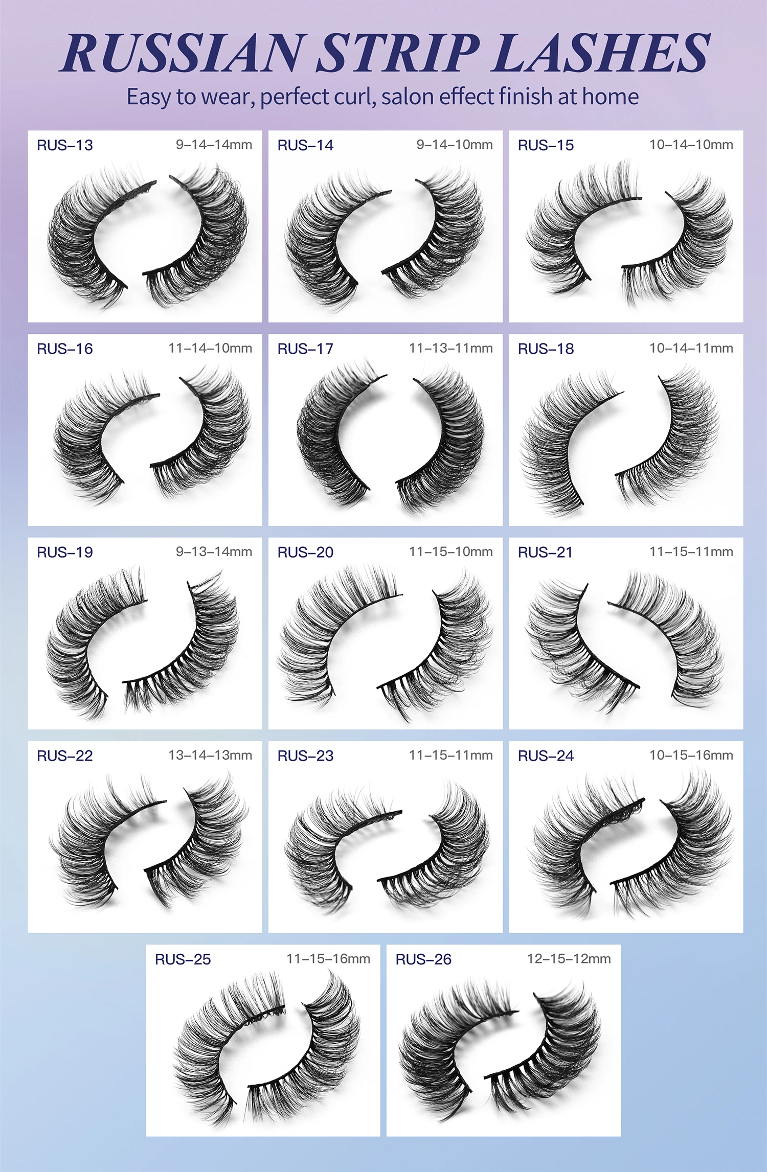 Wholesale Dd Curl Russian Strip Eyelashes Faux Mink Volume Lashes ...